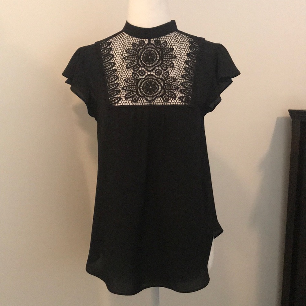 Express Black Mock Neck Blouse